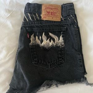 Levi’s Denim Hand Painted Firey Shorts